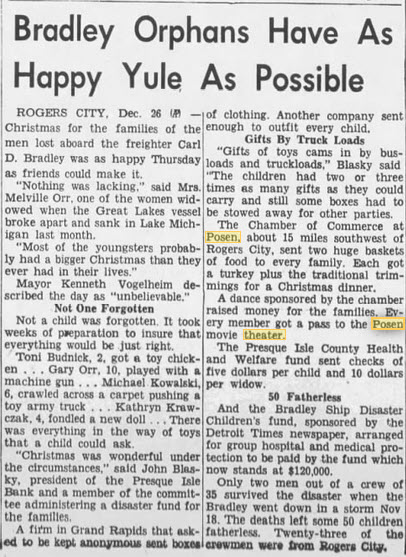 Posen Theater - 26 Dec 1958 Mention Of Theater